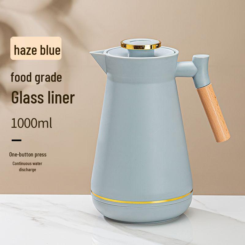 

Solid Wood Handle Glass Coffee Pot & Thermos - Large Capacity Travel Kettle