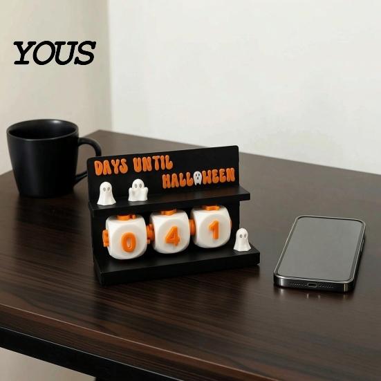 Reusable Holiday Counting Tool Halloween Countdown Calendar, Days Until Tabletop Ornament, Block Indoor Festive Table Ornament Advent Calendar