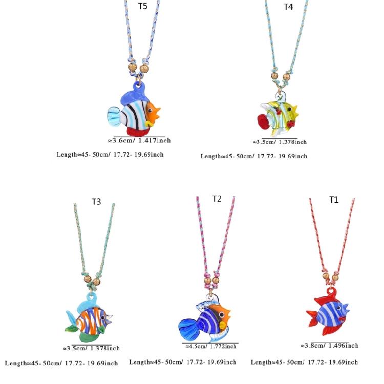 Multifuntional Glass Fish Necklace Adjustable Chain Necklace Elegant Pendant Necklace Suitable for Fashion Lover Present