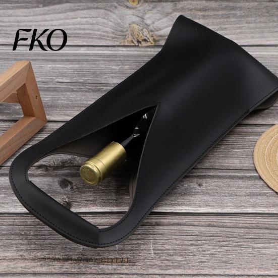Single Wine Carrier Faux Leather Tote Bag, Portable Pouch, Waterproof Durable Bottle Holder Protector Sleeve for Champagne Beer Bag