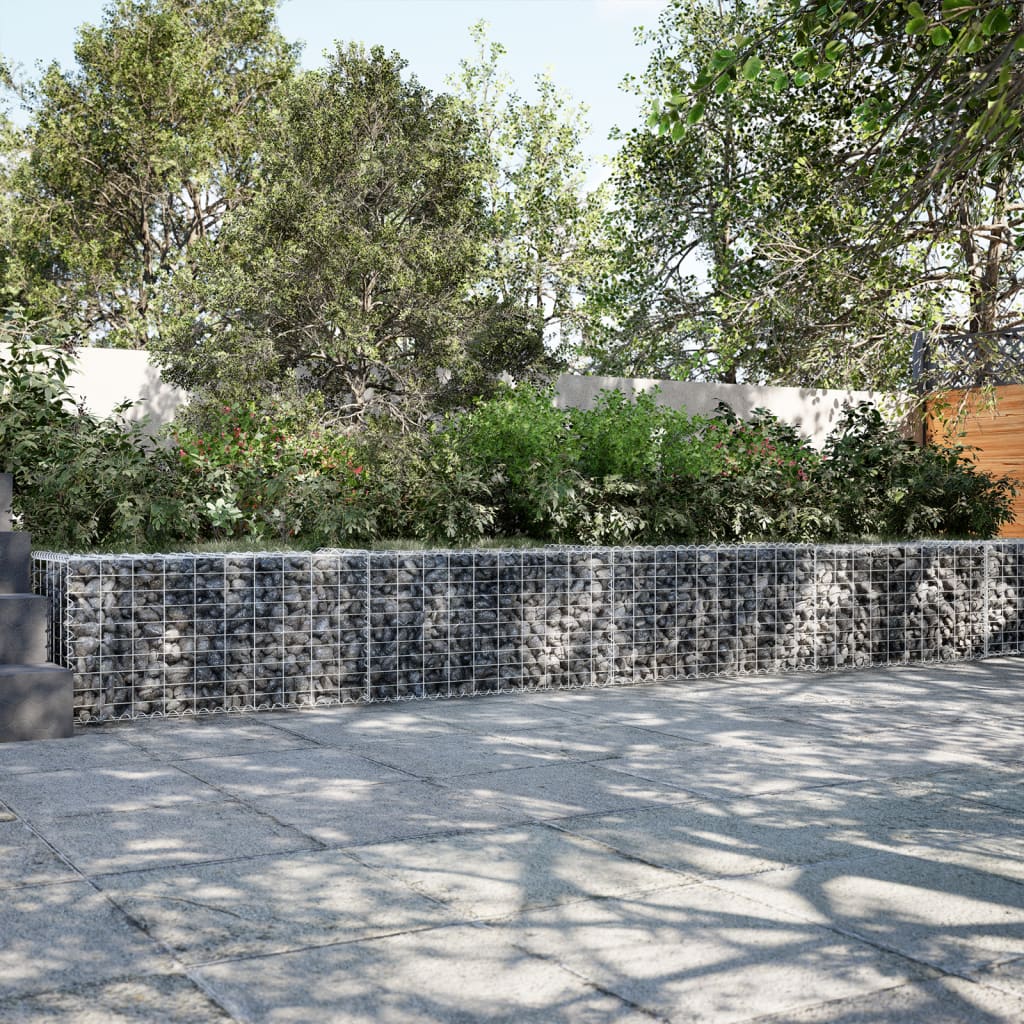 vidaXL Gabione mit Deckel 1000x50x50 cm Verzinktes Eisen silber