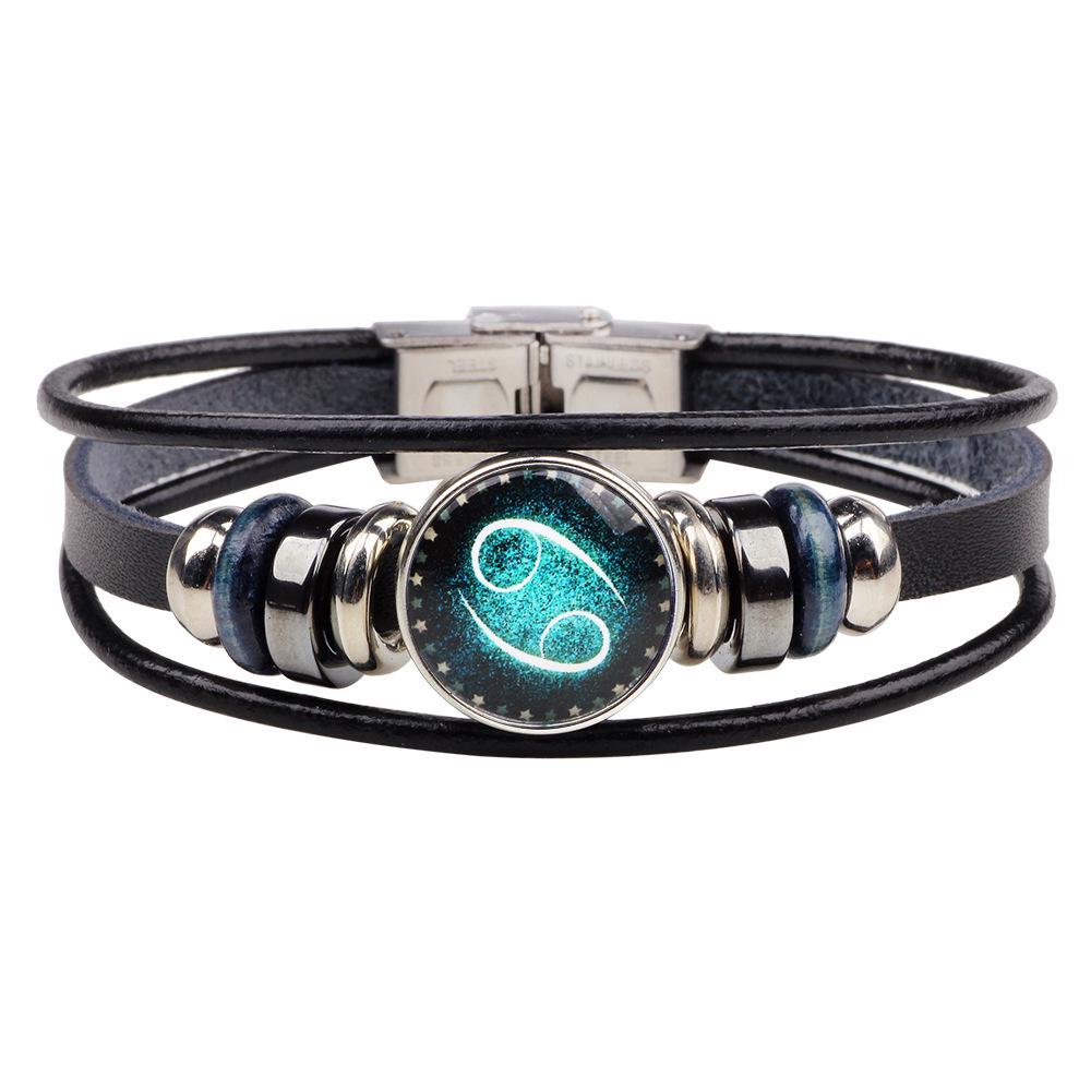 European Retro Zodiac Leather Bracelet - Multi-layer DIY Punk Couple Accessories