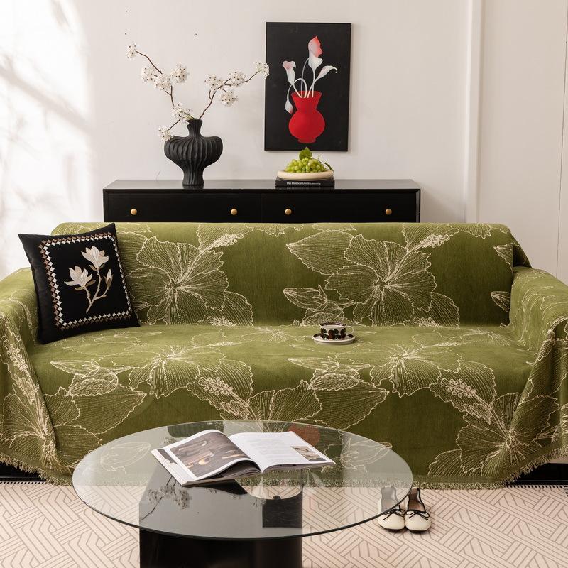 -Flower Sofa Towel Blanket, Chenille Couch Cover, Anti Cat Scratch, Chair Recliner Furniture Protector, One Piece