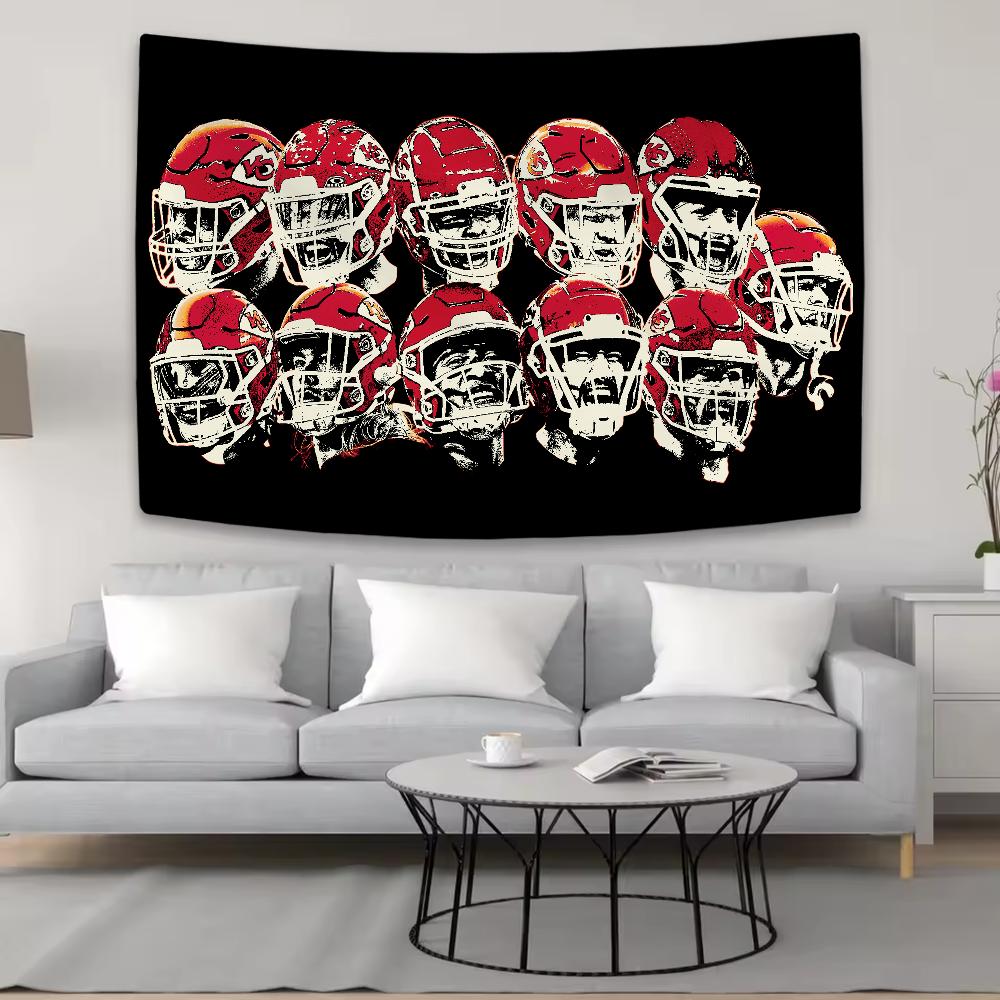 Cool K-Kansa City C-Chiefs NFLS Tapestry Background Hanging Cloth Bedroom Room Decor Aesthetic Tapestry Wall Party