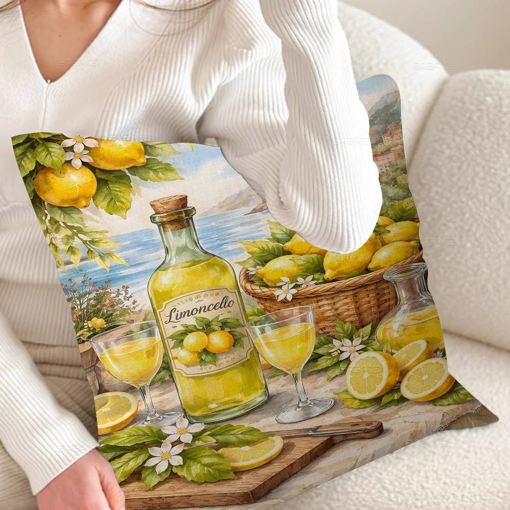 Capri Lemons Wall Art La Dolce Vita Personalized Pillow Cover Kids Bedroom Wild Party Decor Pillowcase Kid Birthday Shower Gift