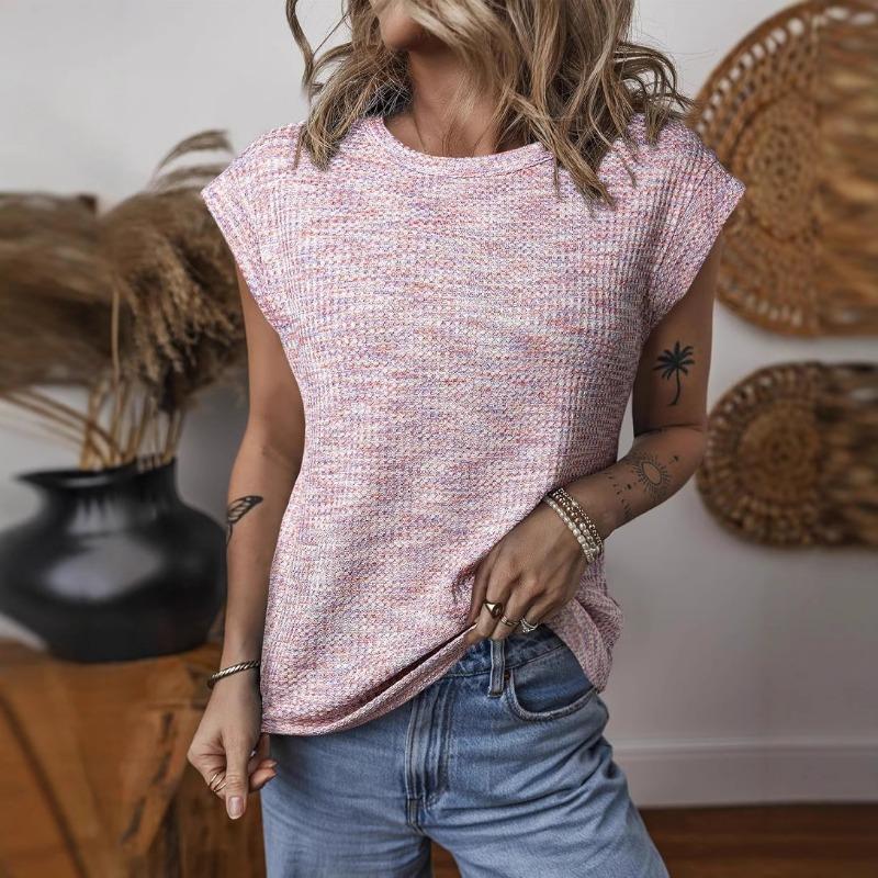 Women's Summer Crew-neck Temperament Sleeveless Casual Simple Loose Commuter Top