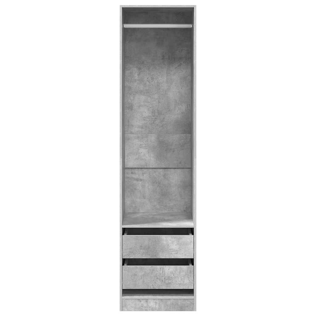 Wardrobe with Drawers Concrete Grey 50 x 50 x 200 cm Particleboard