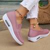 Women New Foreign Trade Wholesale Mom Shoes, Breathable Fly-knit Slip-on Platform Height-increasing Soft Sole Casual Sneakers