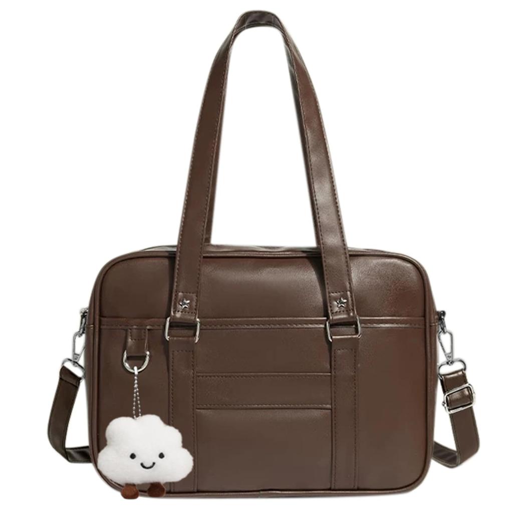 School Synthetic High School Bosdon School PU Large Student School Long Shoulder Strap Included [Euetik] Bag, Brown, Leather, Student, Girls,
