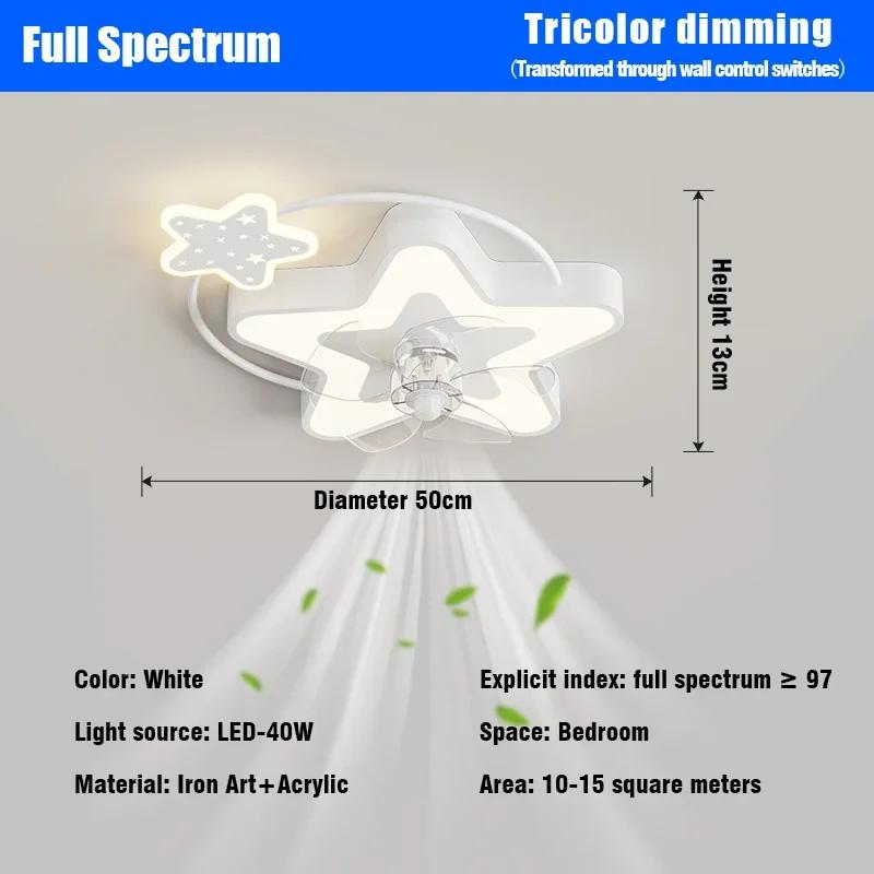 Cartoon LED Fan Ceiling Light Chandelier Fan Children's Room Decoration Furniture Bedroom Living Room Ceiling Lamp Strong Wind