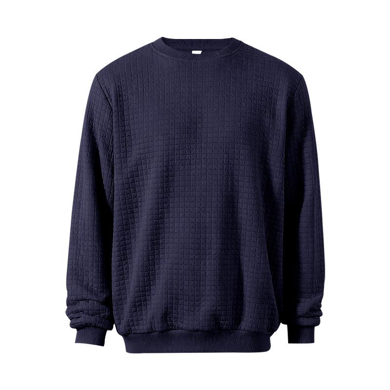 Men S Casual Long Sleeve Crew Neck Textured Pullover Sweatshirt