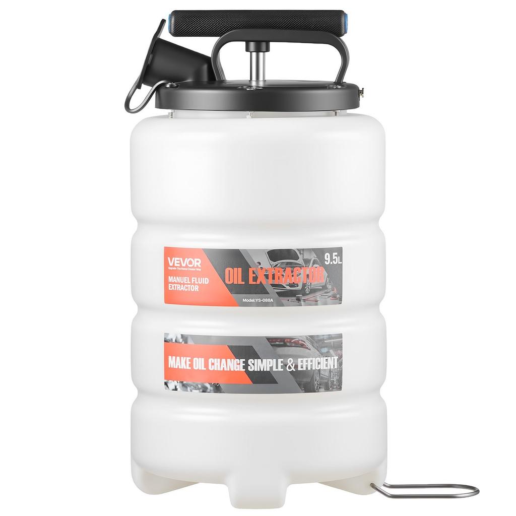 Fluid Extractor, 9.5 L Capacity, Manual Vacuum Fluid Extractor with 150 cm Long Horse and Three 120 cm Extension Tubes, Oil Change Pump with HDPE Tank