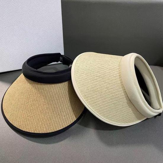 Summer Lightweight Sun Hat with And Rear Hat Foldable Straw Hollow Top Headband