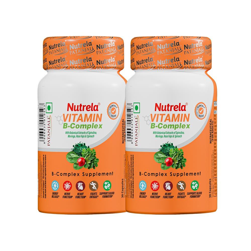 Nutrela Daily Energy Biofermented B Complex 30 Capsules x Pack Of 2 For Men Women Metabolism Support Vitality Supplement