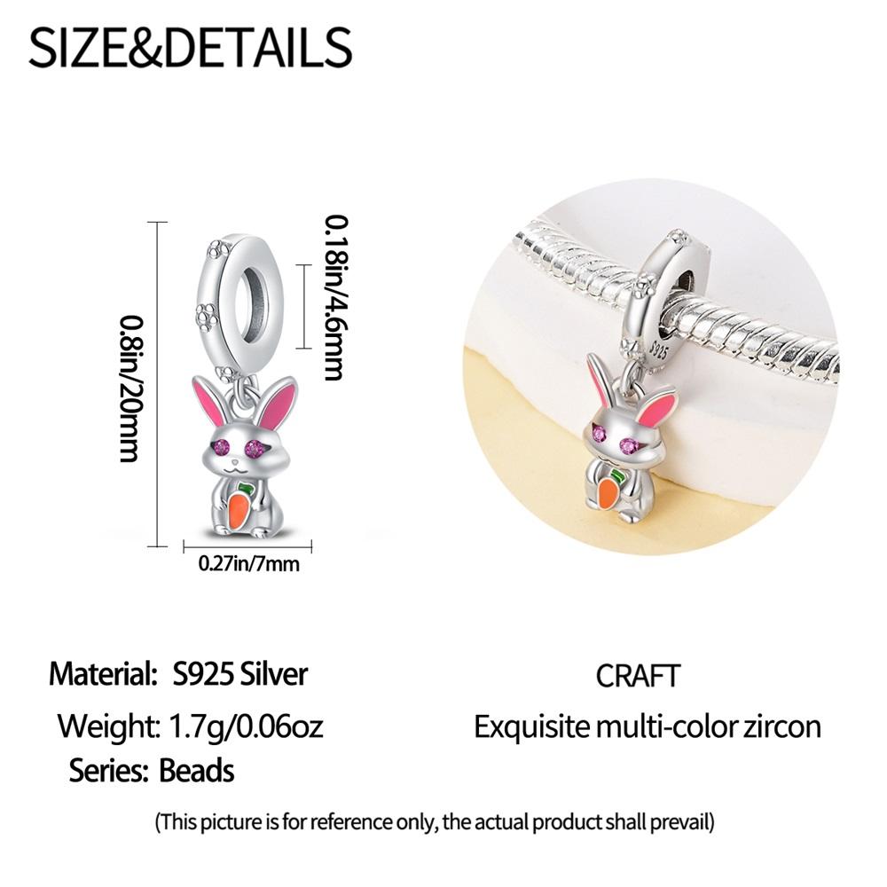 Authentic Original Copper Metal Charm Bead Components Luxury Cartoon Pink Carrot Rabbit Bead Components Compatible With Bracelet High Quality Fine
