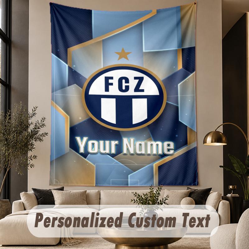 Benutzerdefinierter Text Wandteppich FC Zürich Druck Wandteppich Innen Wohnzimmer Wanddekoration