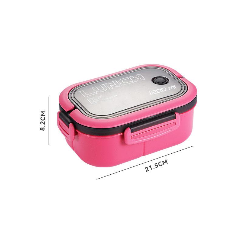 

Kitchen Supplies: Single-layer, Double-layer Portable Fruit Food Box, Lunch Box with Fork Spoon and Spoon Preservation Box 2 рожевий