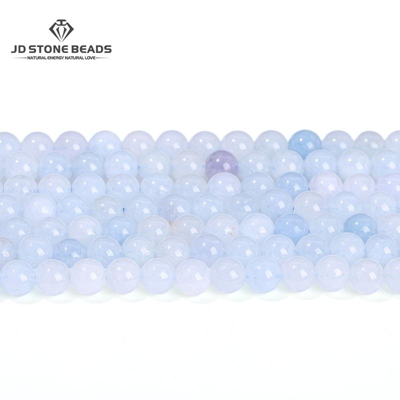 Natural Stone Sea Blue Chalcedony Beads Round Loose Spacer 6 8 10mm Pick Size For Jewelry Making Necklace Bracelet Accessory