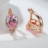 New drop-shaped emerald zircon plated champagne gold ear buckle wedding earrings women's jewelry