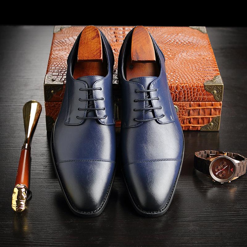 Fashion Men's Business Leather Shoes Men Classic Derby Shoe Dress Office Mens Lace-up Outdoor Wedding Party Flats