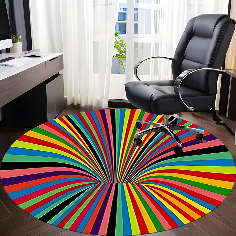 1pc Color Wheel Office Round Area Rug, Indoor Mat Suitable ForOffice, Under Office Chairs Bedroom Living Room Home Decor T153