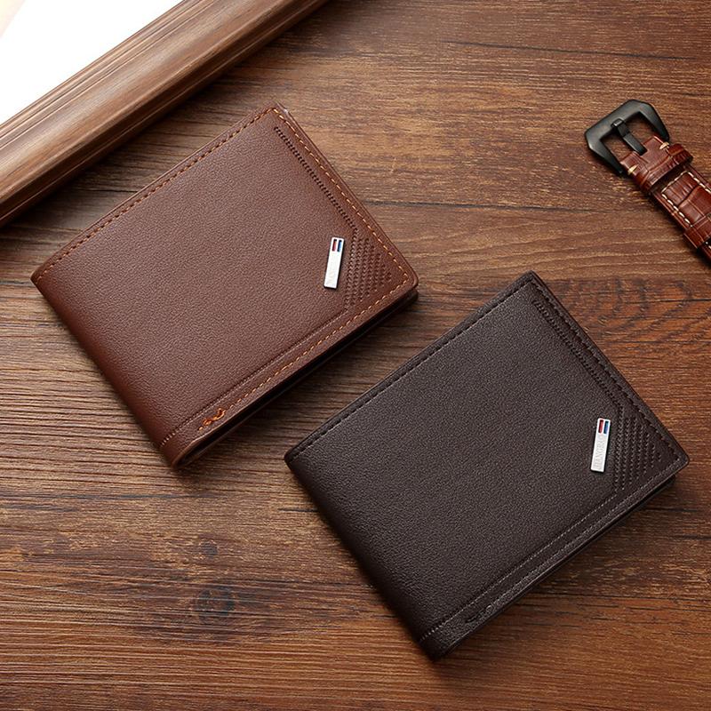 Vintage Men Leather Wallet Short Slim Male Purses Money Credit Card Holders Men Wallet Money Bag