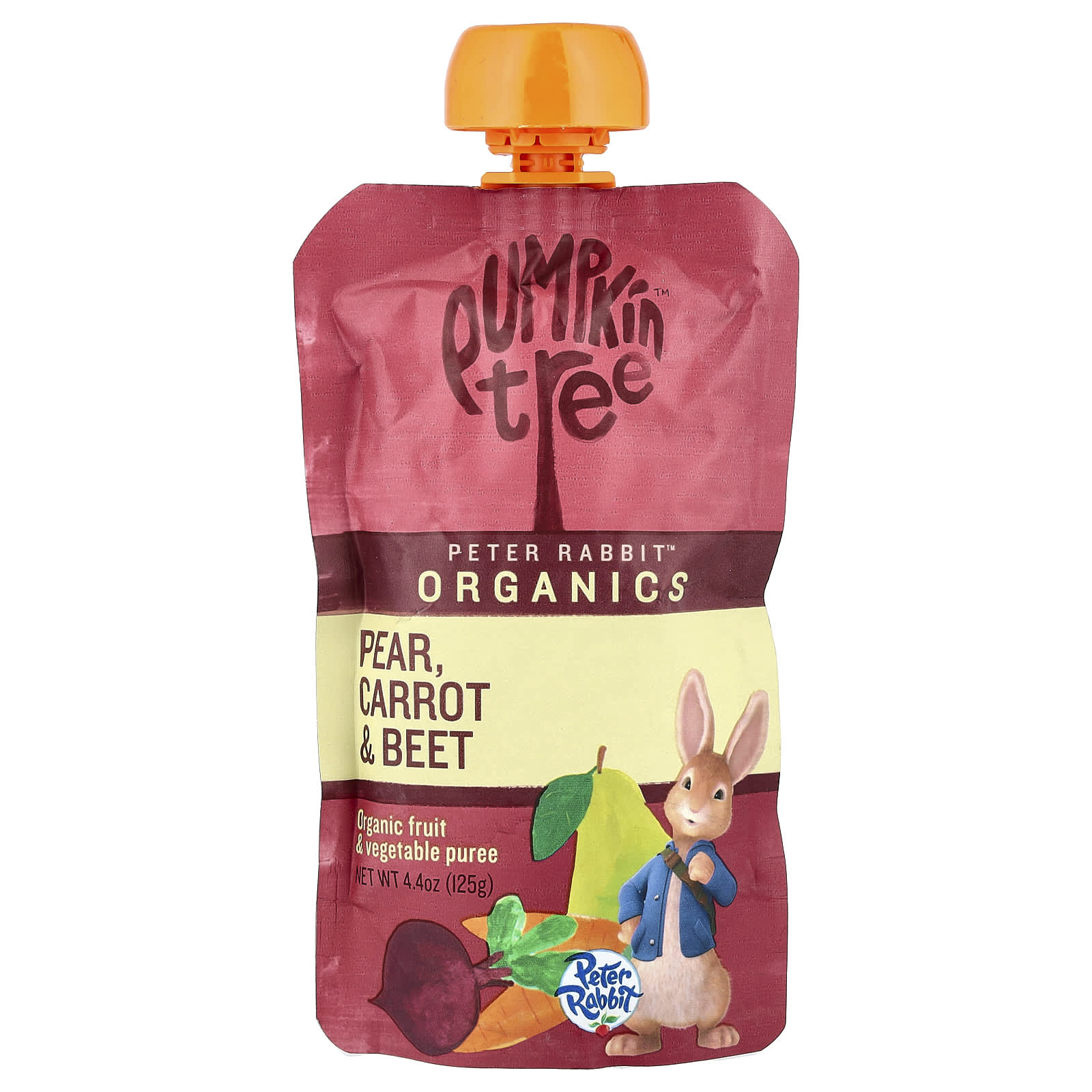 

Pumpkin Tree Organics, Peter Rabbit™ Organics, Органическое фруктово-овощное пюре, Груша, Морковь, Свекла, 4,4 унции (125 г)