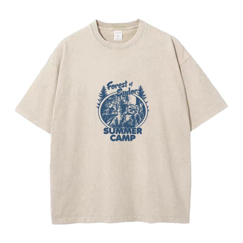Forest of Endor Summer Camp Normal Father Day Cotton Crew Neck Unisexs Tops Tees Washed Tops T Shirt Funny Washed T Shirt