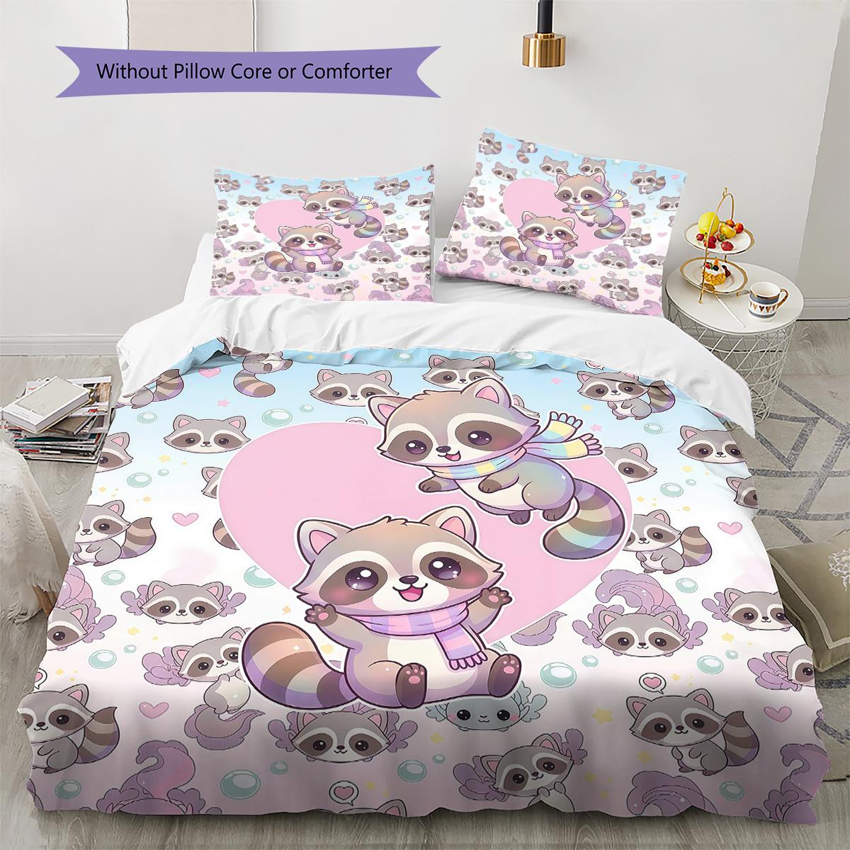 

Pink Gradient Cartoon Pattern Bedding,Quilt Set Quilt Cover Pillowcase Home Birthday Gift (1 * duvet cover + 2 * pillowcase, without core) 135x200cm