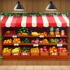2D Cartoon Fruit Shop Backdrop Kids Birthday Market Theme Photography Background