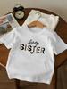 Leopard Print Big Sister Letter Graphic Short Sleeve Tee For Little Girls Crew Neck Lightweight Summer Family Matching Kids Casu