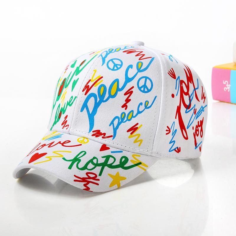 Fashion cotton Graffiti boy girl Baseball caps Children Printed snapback hat Kids Popular hip hop hat Cap hot sell