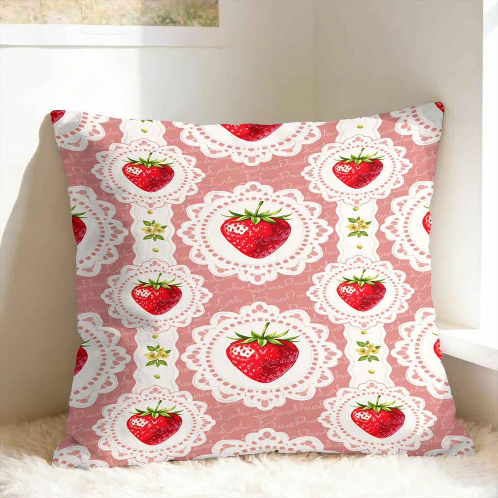 Strawberry Pattern Pillow Case  Design Pillow Cover Cute Funny Cushion Cover For Wedding Party Home Decor