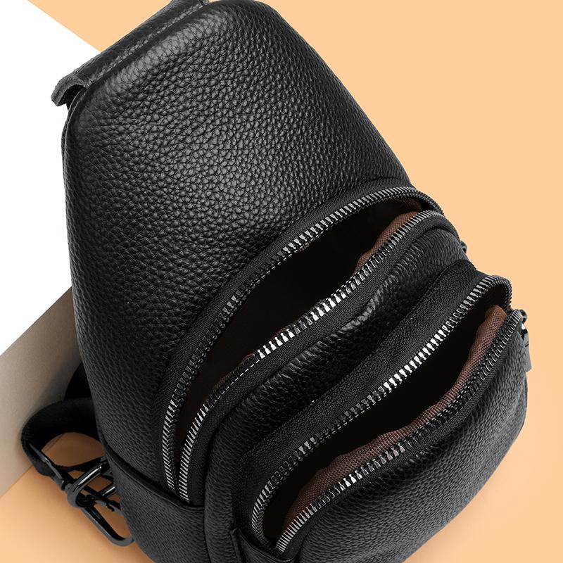 Minimalist Genuine Leather Business Casual Chest Bags Unisex Qality Men's Bag Convenient Daily Travel Small Single Bag