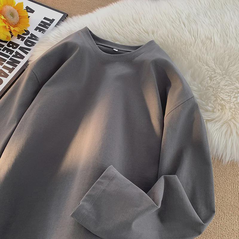 Men's 2023 Autumn Heavy Long-Sleeve Retro T-Shirt: Trendy Couple's Top