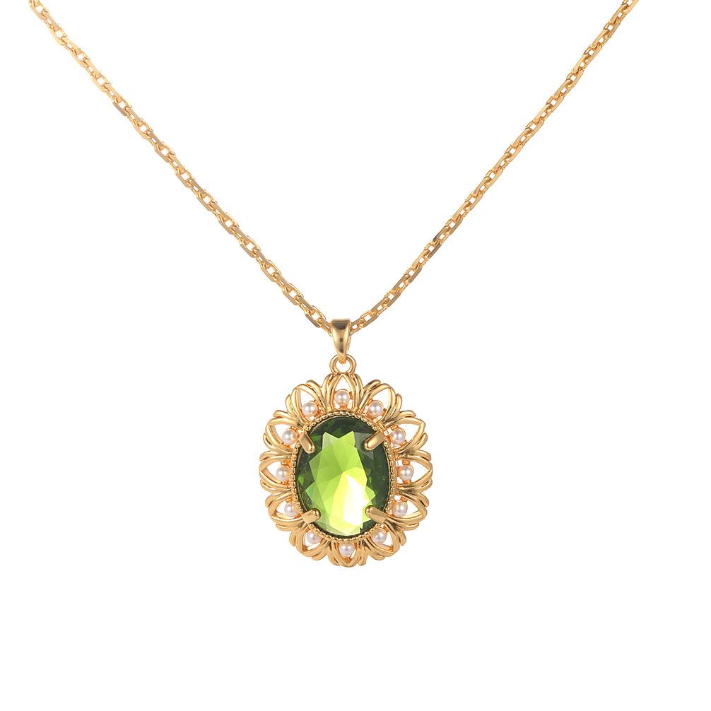 

Полный бриллиантовый изумрудный жемчужный кулон, светлый, роскошный, ретро, темперамент, универсальное ожерелье, женская ювелирная мода Циндао