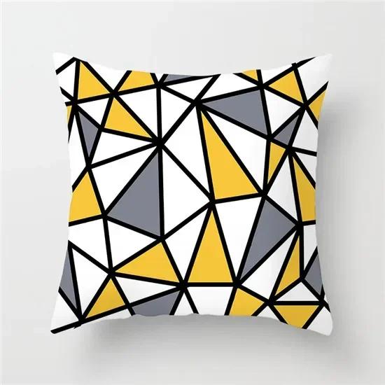 Geometric Cushion Covers Yellow Plaid Stripes Print Pillow Case For Home Chair Sofa Decoration Pillowcases 45cm*45cm