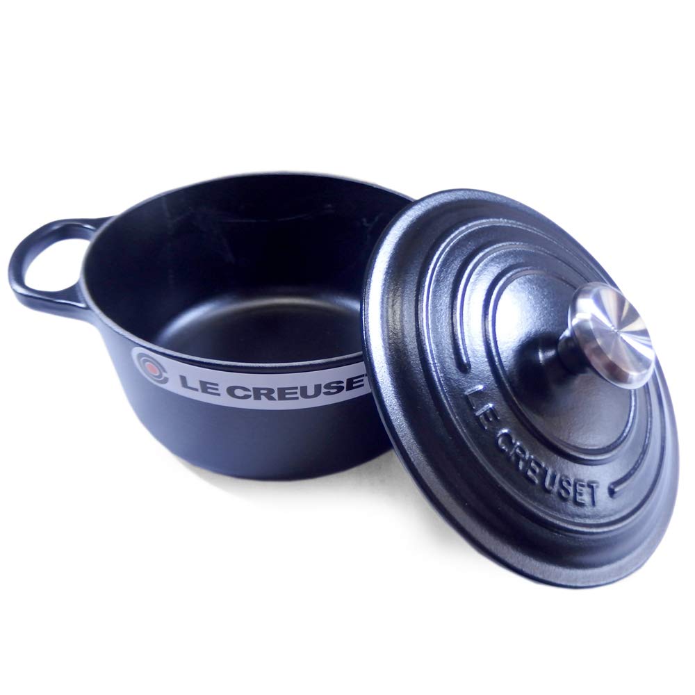 Le Creuset Pot Cocotte Ronde Black 00 Creuset/Le Two-handed 21177-18cm (Silver Knob) [Item]