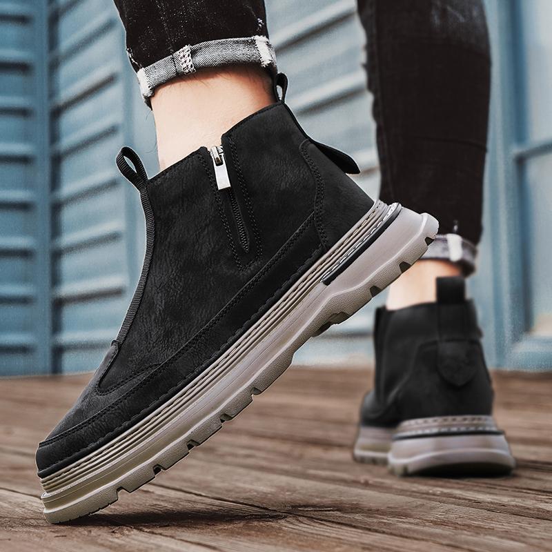 FashionAntumn British Style Chelsea Boots Men Mid Calf Dress Shoes Business Formal Ankle Boots Winter Bota Masculina Split Leather Shoe