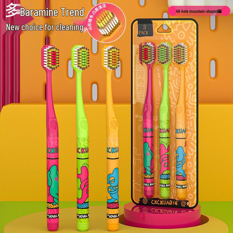 Dopamine Mountain-Shape Soft Bristle Toothbrush for Adults – Gum Protection, Wide Head, Portable