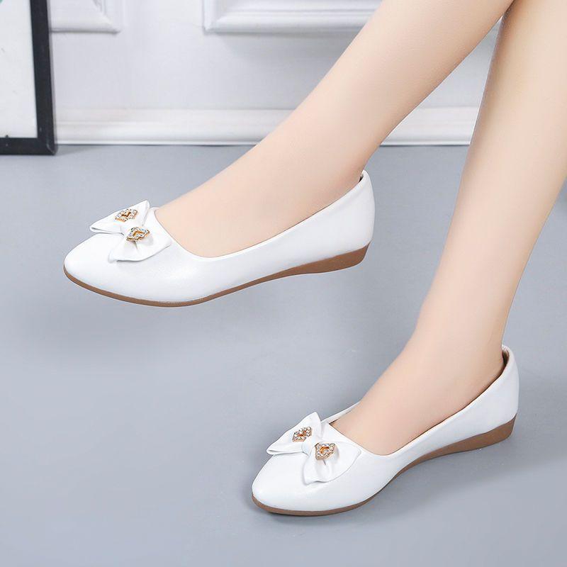 Women's Shoes with Bow Rhinestone White Ladies Pumps Pointed Toe Comfortable and Elegant On Offer Luxury Brand Wholesale Lastest