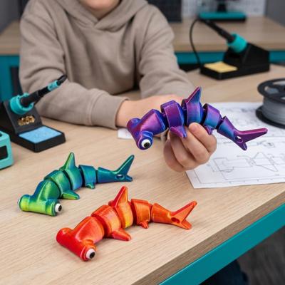 3D Geprint Walvis Speelgoed Gearticuleerd Flexibel Oceaan Dier Model Positioneerbaar Fidget Speelgoed voor Feestartikelen Kantoor Huis Bureau Decor