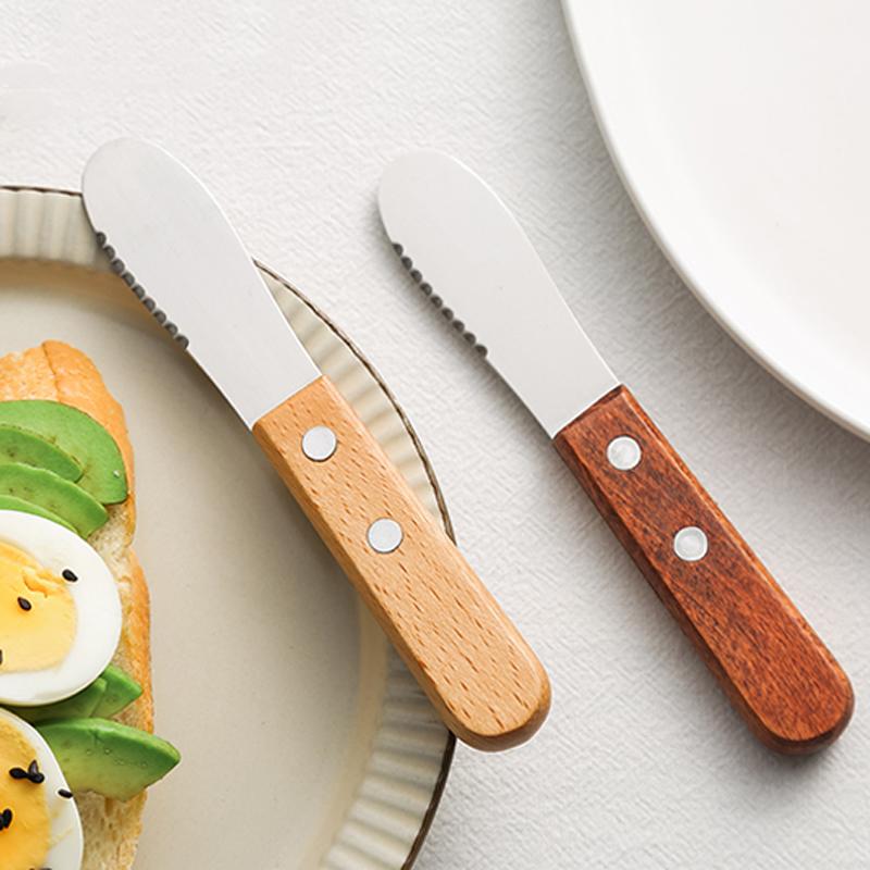 2 Stück Buttermesser Holzgriff Marmelade Butter Streicher Kleine Küchenmesser Käsemesser Niedlich Kinder Kindermesser Besteck Geschirr