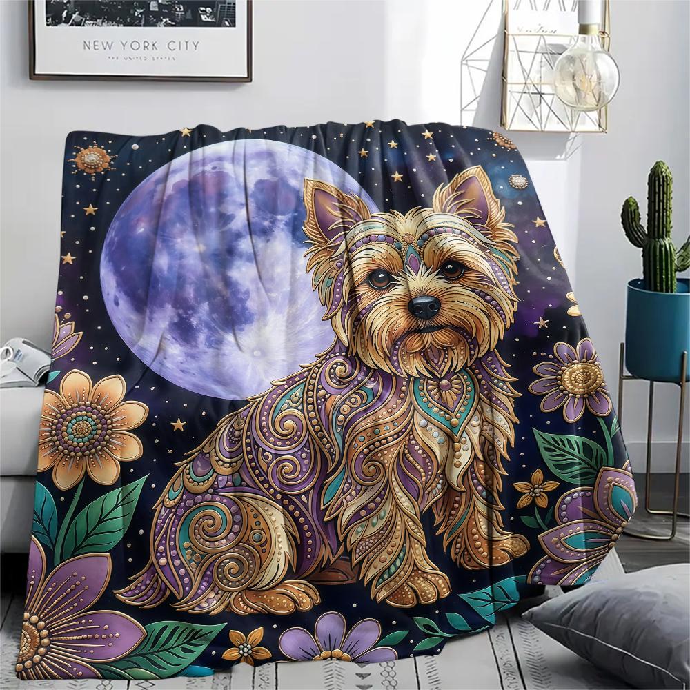 Retro Purple Flower Animal Print Flannel Blanket,High Quality Comfortable for All Seasons,Home Decor,Warmth and Comfort,Perfect for Christmas Gifts