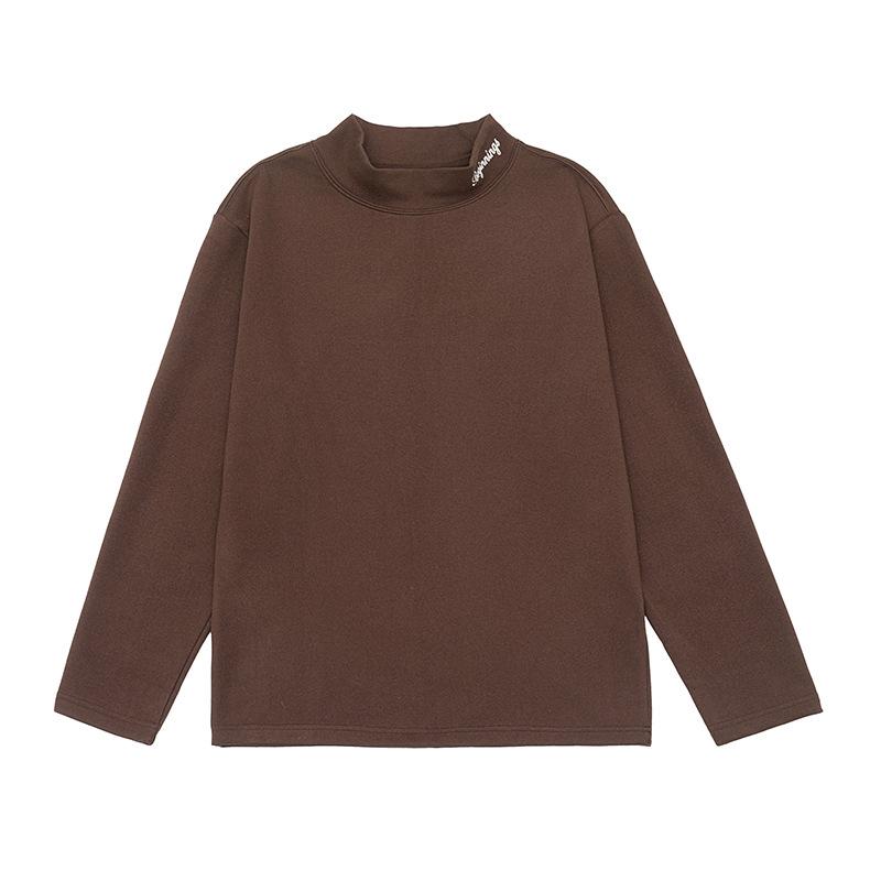 

Autumn and Winter New Semi-turtleneck Long-sleeved T-shirt Embroidered Large Size Inner Bottoming Shirt 4XL темно-коричневого