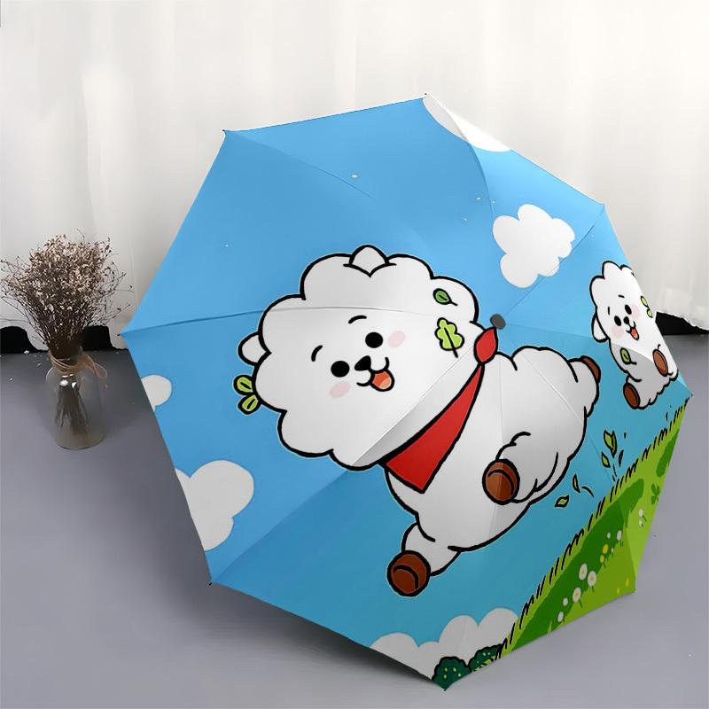 1pc Outdoor Umbrella with Cute Cartoon Sheep Design - Automatic Opening & Closing, Portable 3-Fold Design, Iron Frame, Perfect Gift for Fans, Tra