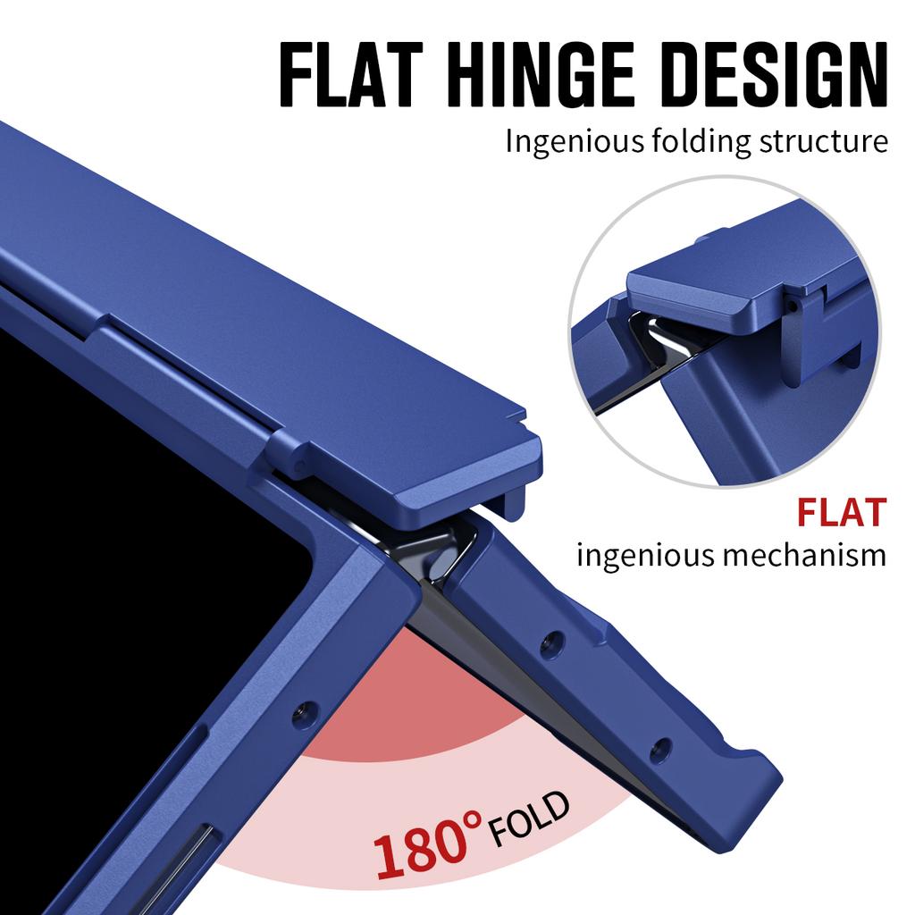 Full-Coverage Phone Case with Built-in Stand for Samsung Z Fold 7 6 5 4 with S Pen Tempered Glass Shield Hinge Protection Cover
