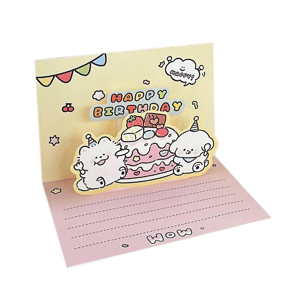 Cute Dog Birthday Card 3D Greeting Card Postcard Puppy Gift Card Blessing Message