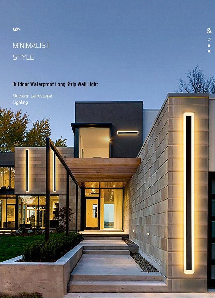Modern Minimalist Outdoor Waterproof Linear LED Wall Lamp for Villa, Courtyard, Hotel, or Corridor