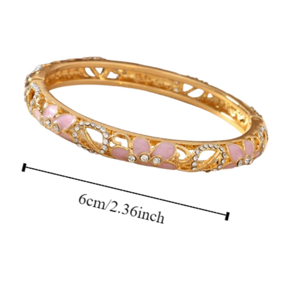 Traditional Hollow Out Flower Bangle Enamel Women's Hand Bracelet  Jewelry Gifts